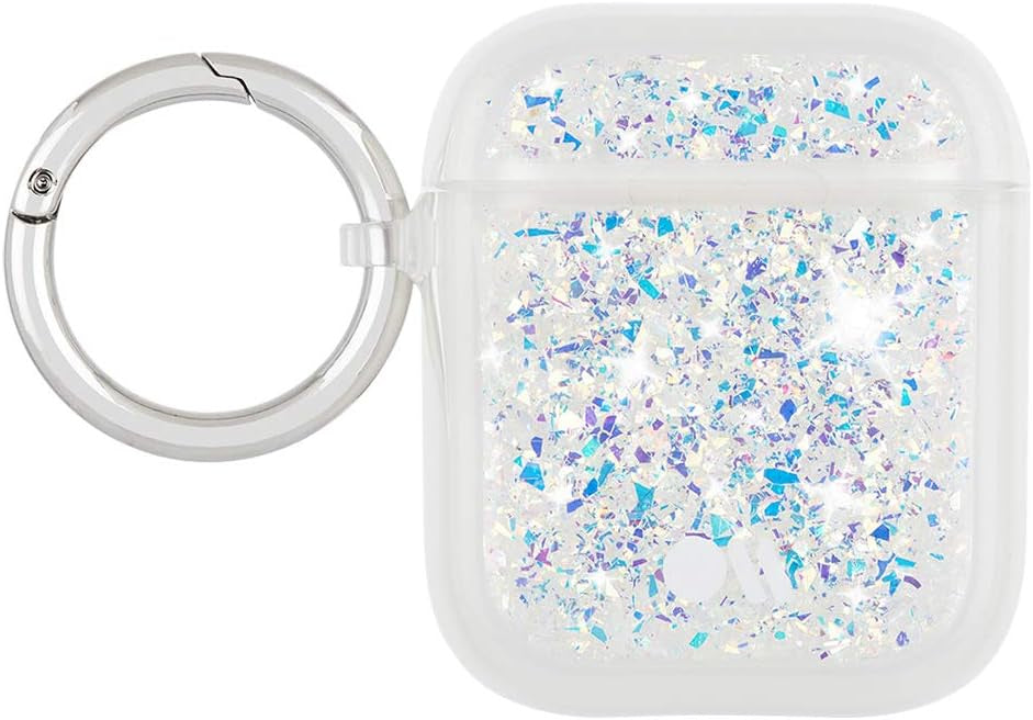Case-Mate Protective AirPod Case Cover, Soft Silicone Cover with Keychain Ring Compatible with AirPods Series 1 & 2- Twinkle Stardust