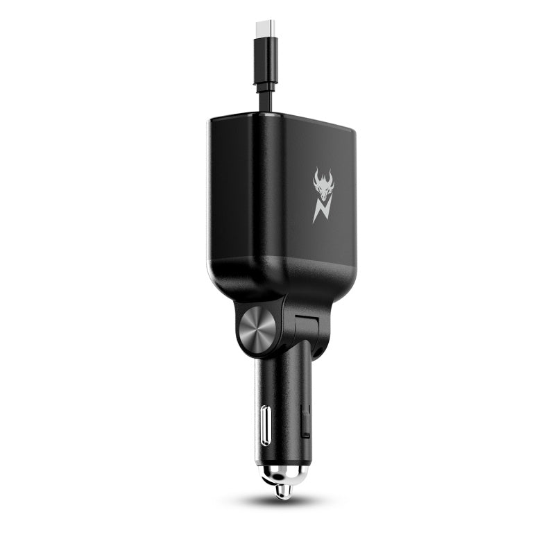 AmpNergy Speedemon 105W 4-in-1 Car Charger w/ Dual Ports & Retractable Cables