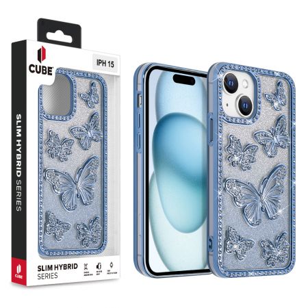Cube- Slim Hybrid Series- Butterfly Rhinestone for iPhone