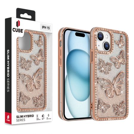 Cube- Slim Hybrid Series- Butterfly Rhinestone for iPhone