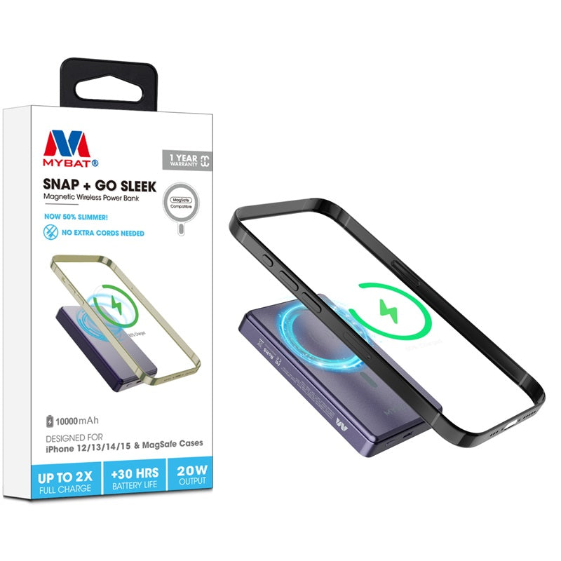 MyBat 10000mAh SNAP + GO SLEEK Magnetic Wireless Power Bank