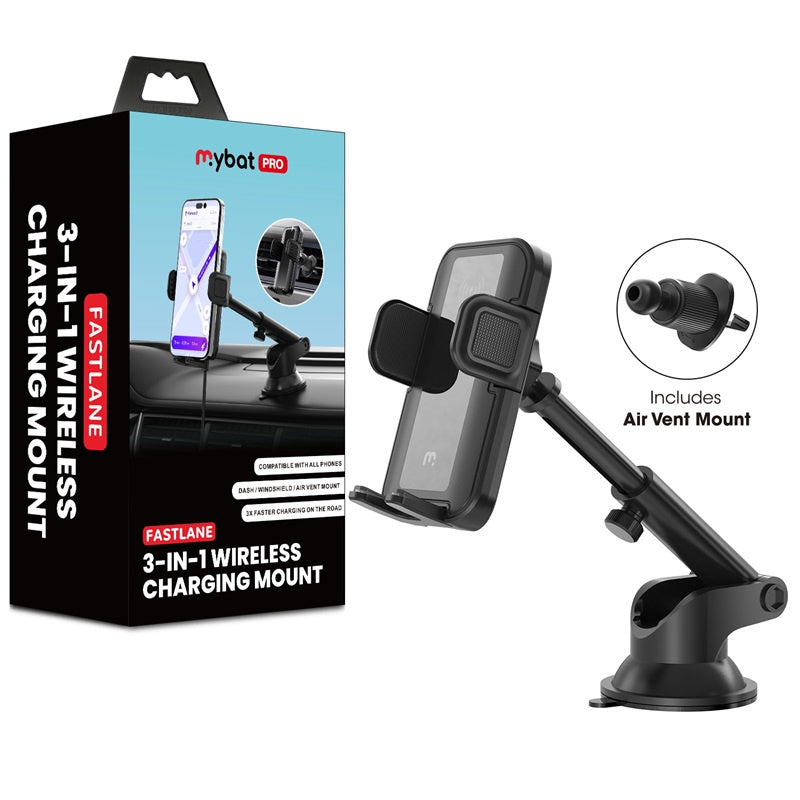 MyBat Pro FastLane 3-in-1 Wireless Charging Mount - Black