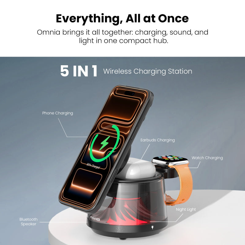 MyBat Pro Omnia 5-in-1 MagSafe Wireless Charging Dock and Speaker