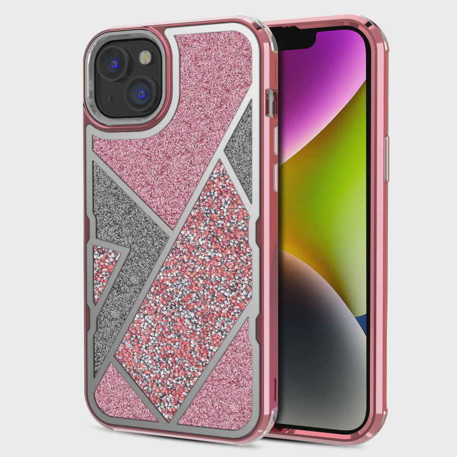MyBat Pro TUFF Kleer Hybrid Case for Apple iPhone 14 Plus - Electroplated Rose Gold / Transparent Clear Mini Crystals & Glitter