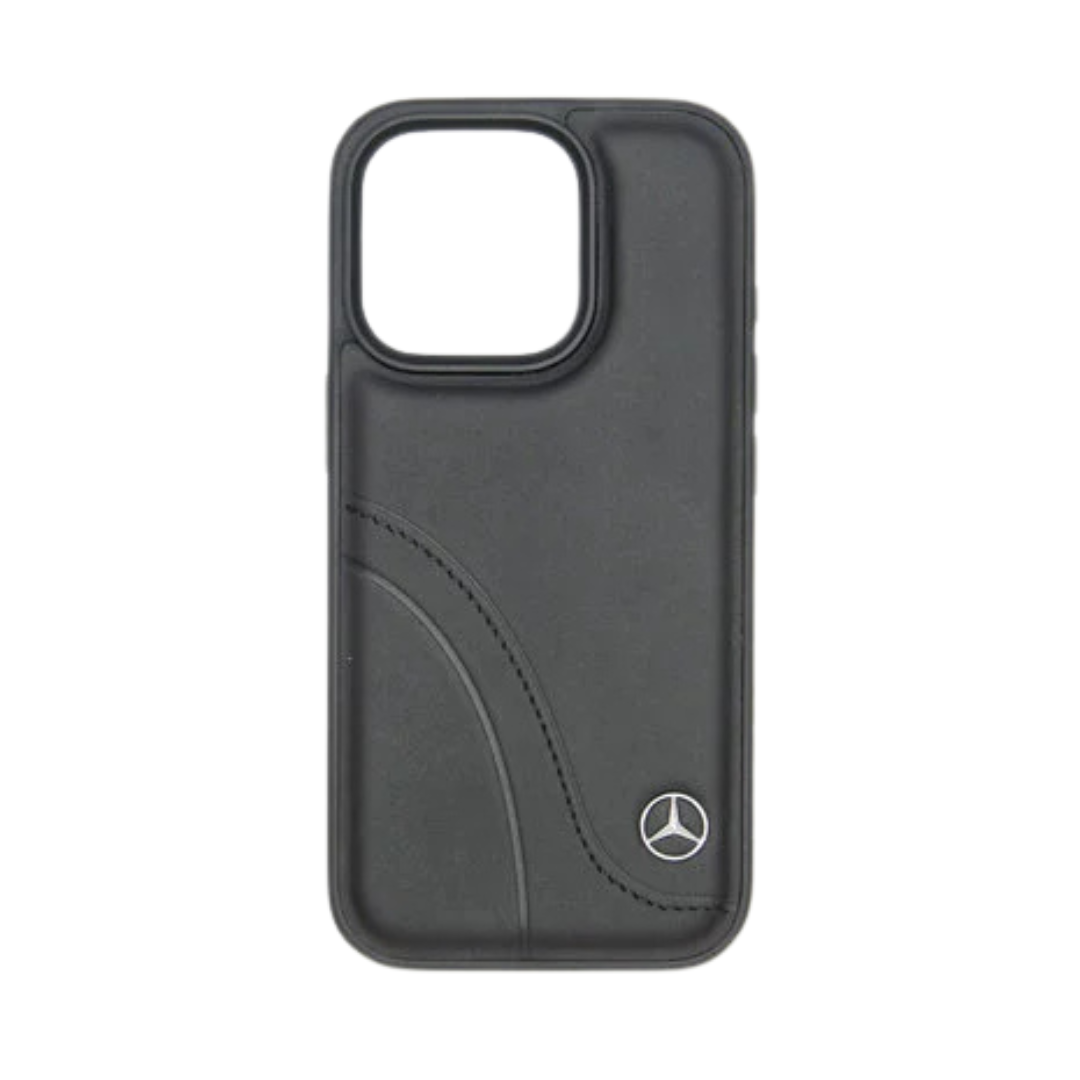 Mercedes Benz- Leather Black Hard Case MagSafe Compatible Wood Imitation Design