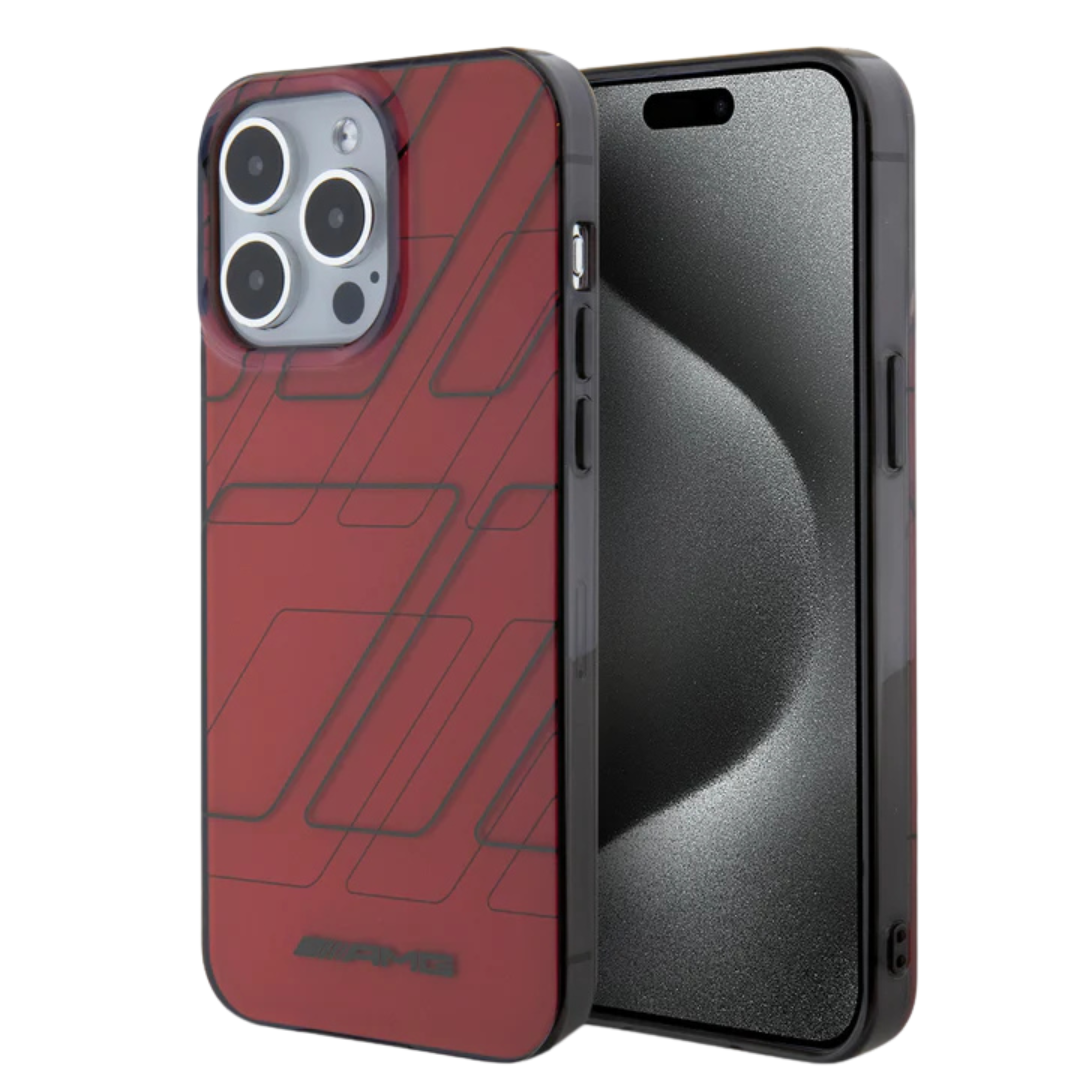 iPhone 15 Pro Max - PC/TPU Red Double Layer Case Large Rhombuses - AMG