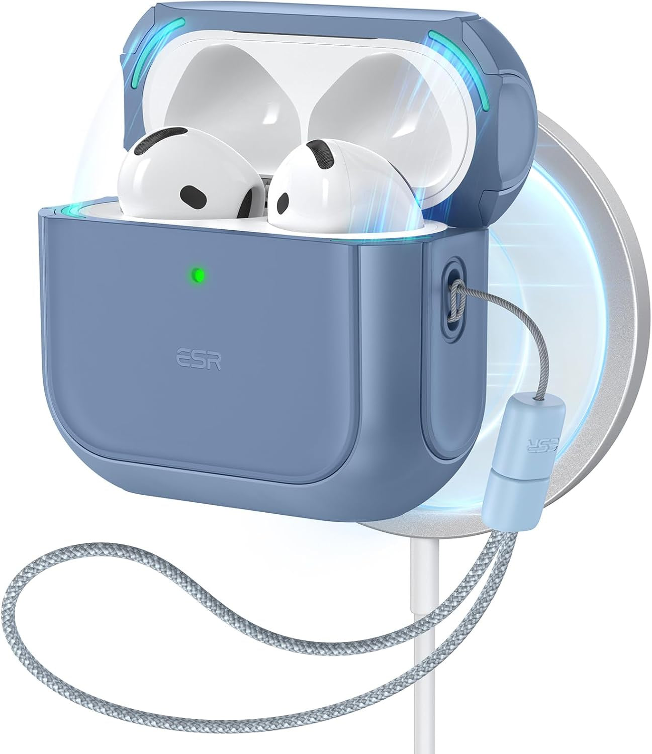 ESR for AirPods 4 Case, Compatible with AirPods 4th Generation Case (2024) (USB-C), Compatible with MagSafe, Drop Protection Cover with Lanyard, Magnetic Lid Lock, Orbit Hybrid Case
