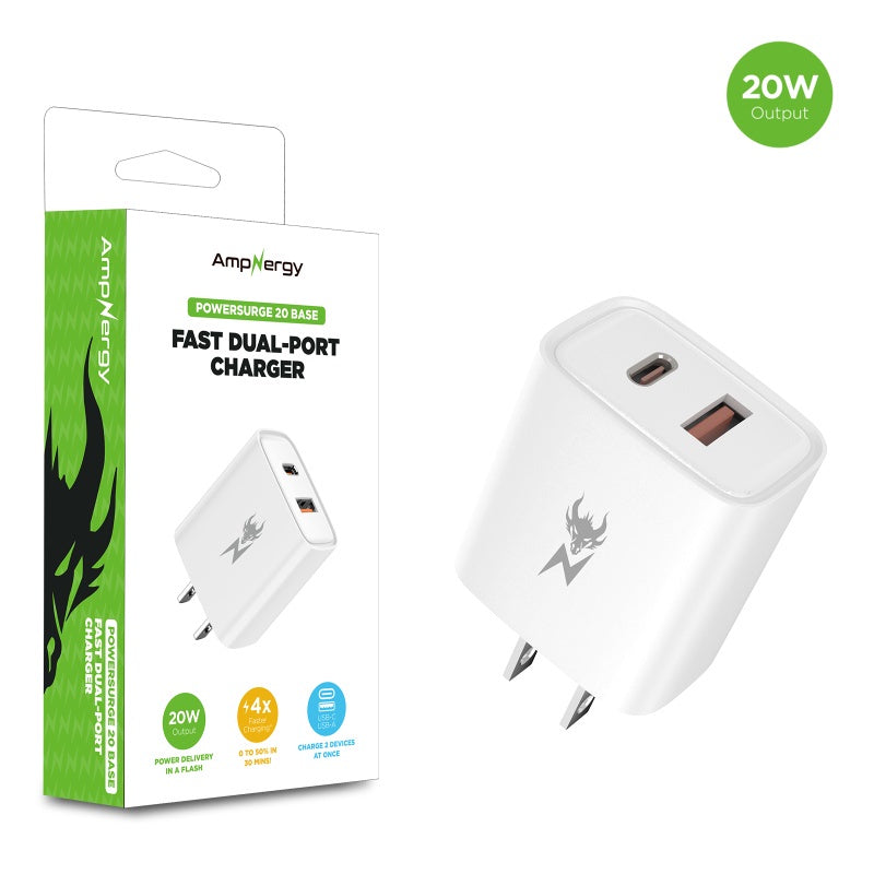 AmpNergy PowerSurge 20W Fast Dual-Port Charger