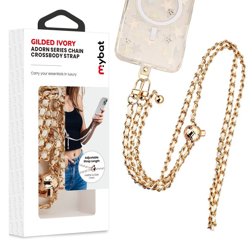 MyBat Adorn Series Chain Crossbody Phone Strap in White/Gold (Gilded Ivory) #Color_White/Gold