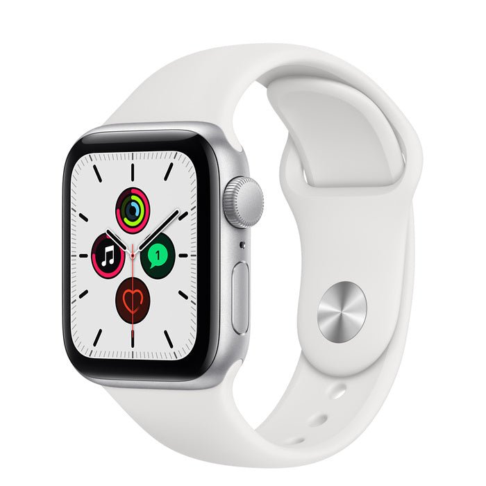 Apple Watch SE Silver Aluminum Case with White Sport Band
