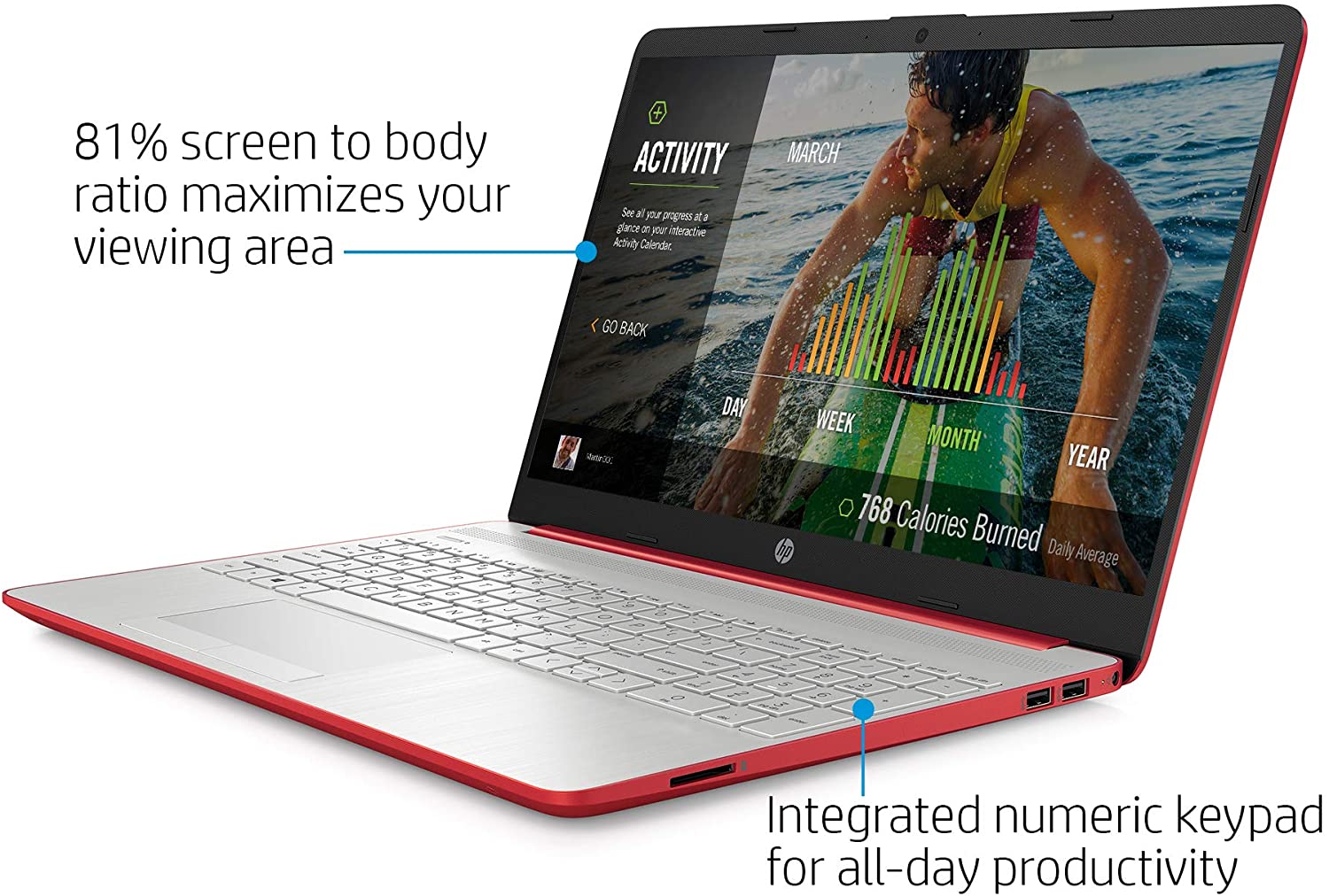 HP 15.6" Pentium 4GB/128GB Laptop - Scarlet Red