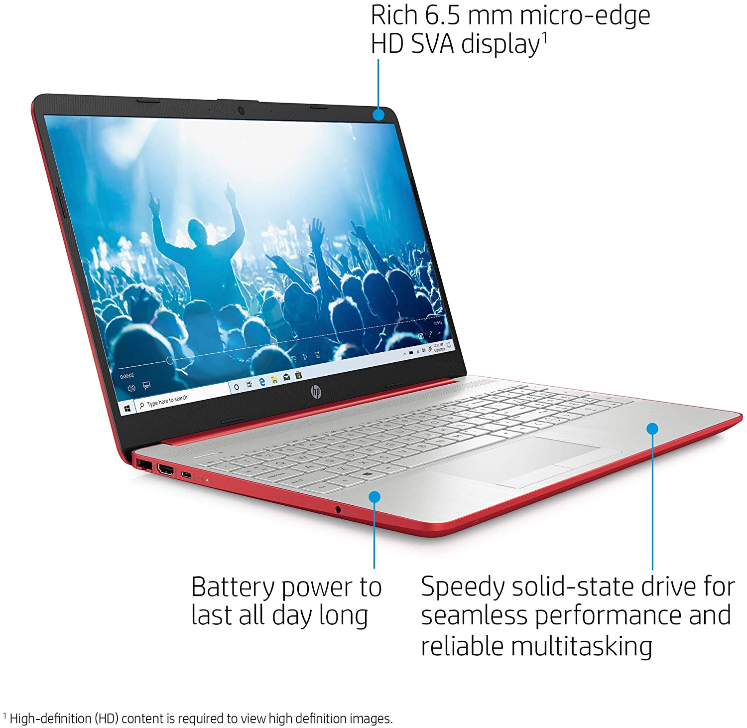 HP 15.6" Pentium 4GB/128GB Laptop - Scarlet Red