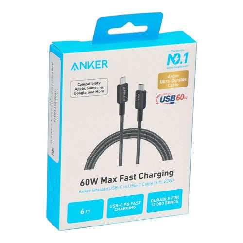 Anker 60W Max Fast Charging Braided USB-C to USB-C Cable