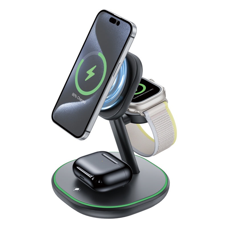 AmpNergy MagStance 3-in-1 Wireless Charging Stand - Black