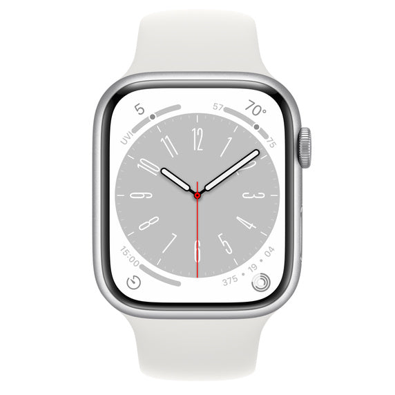 #Color_Silver Stainless Steel Case With White Sport Band 