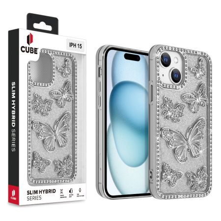 Cube- Slim Hybrid Series- Butterfly Rhinestone for iPhone