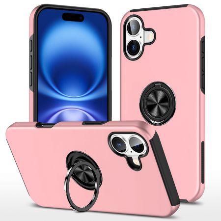 Cube- Armor Case PC with Black Soft TPU with Adjustable Rotating Ring Stand Car Magnetic Bracket