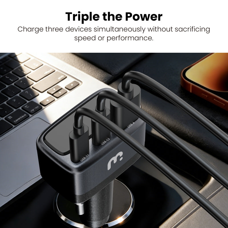 MyBat Pro 105W 3 Port Car Charger with Display