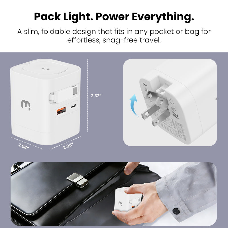 MyBat Pro 65W Dual Port GaN Wall Charger w/ Smart Watch Charger & Retractable Charging Cable