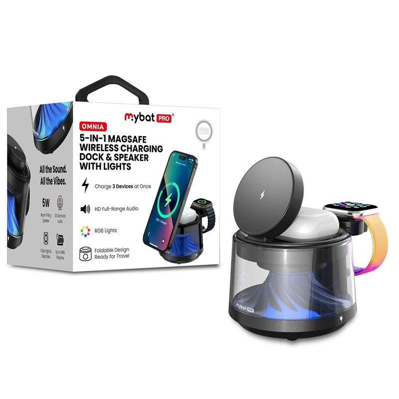 MyBat Pro Omnia 5-in-1 MagSafe Wireless Charging Dock and Speaker