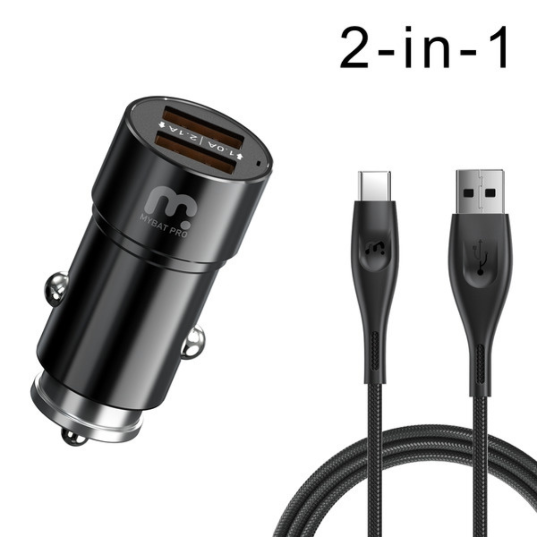 MyBat 2 in 1 Car Charger 6ft Type C USB Cable