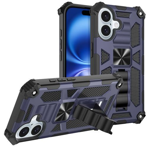 Cube- Armor with Vertical Kickstand with Black Raised TPU Corner Edges