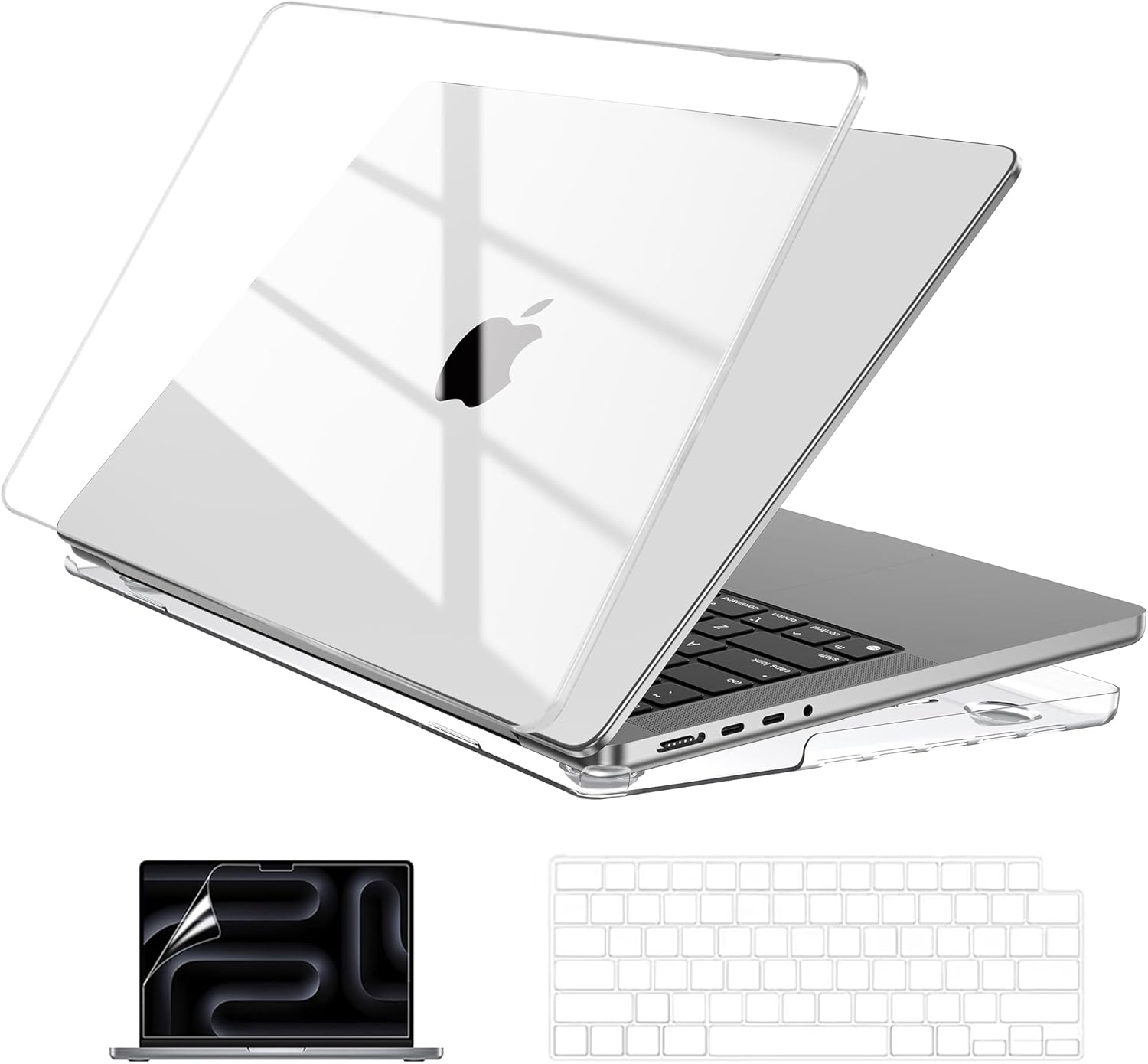 Clear Hardshell Case for 14 inch MacBook Pro with Keyboard Cover, Screen Film & Pouch