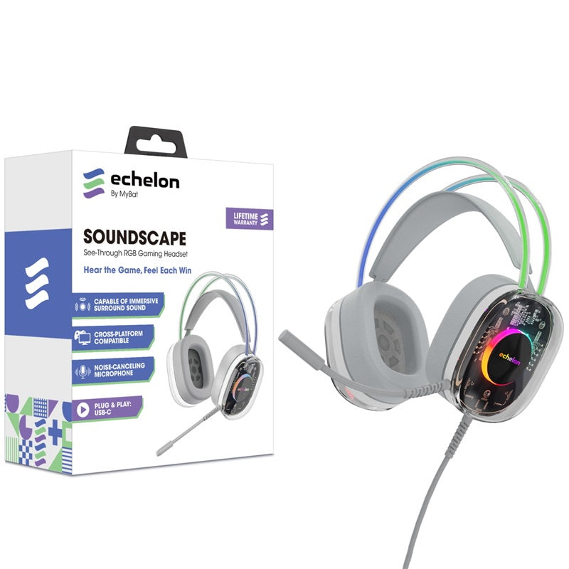 Echelon SoundScape See-Through RGB Gaming Headset w/ USB-C Mic