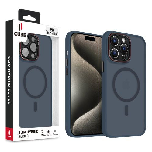 Cube-Translucent Hard Cover with Matte Anti-Slip TPU Bumper & Built-in Lens Cover Compatible with MagSafe