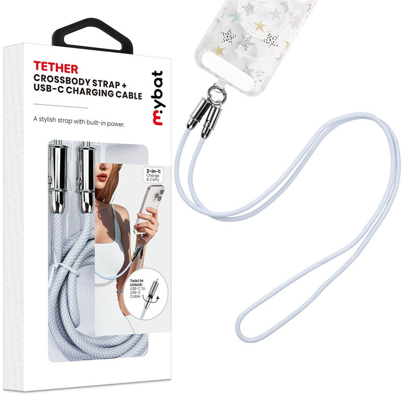 MyBat Tether Crossbody Strap + USB-C Charging Cable - 4FT