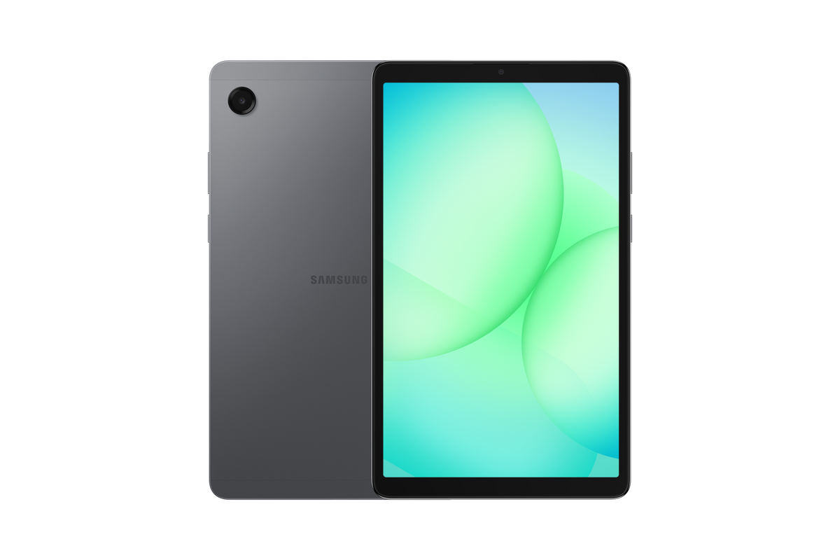 Samsung Galaxy Tab A11 8.7-inch in Gray, front and back